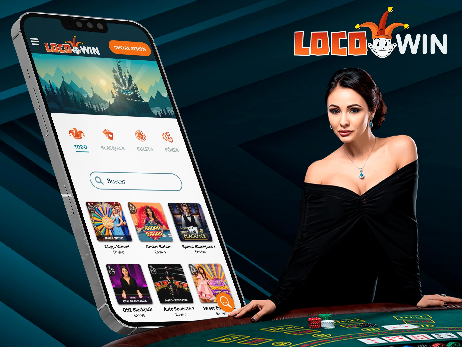 Het geluk wacht op je in het live casino van de LocoWin-app.