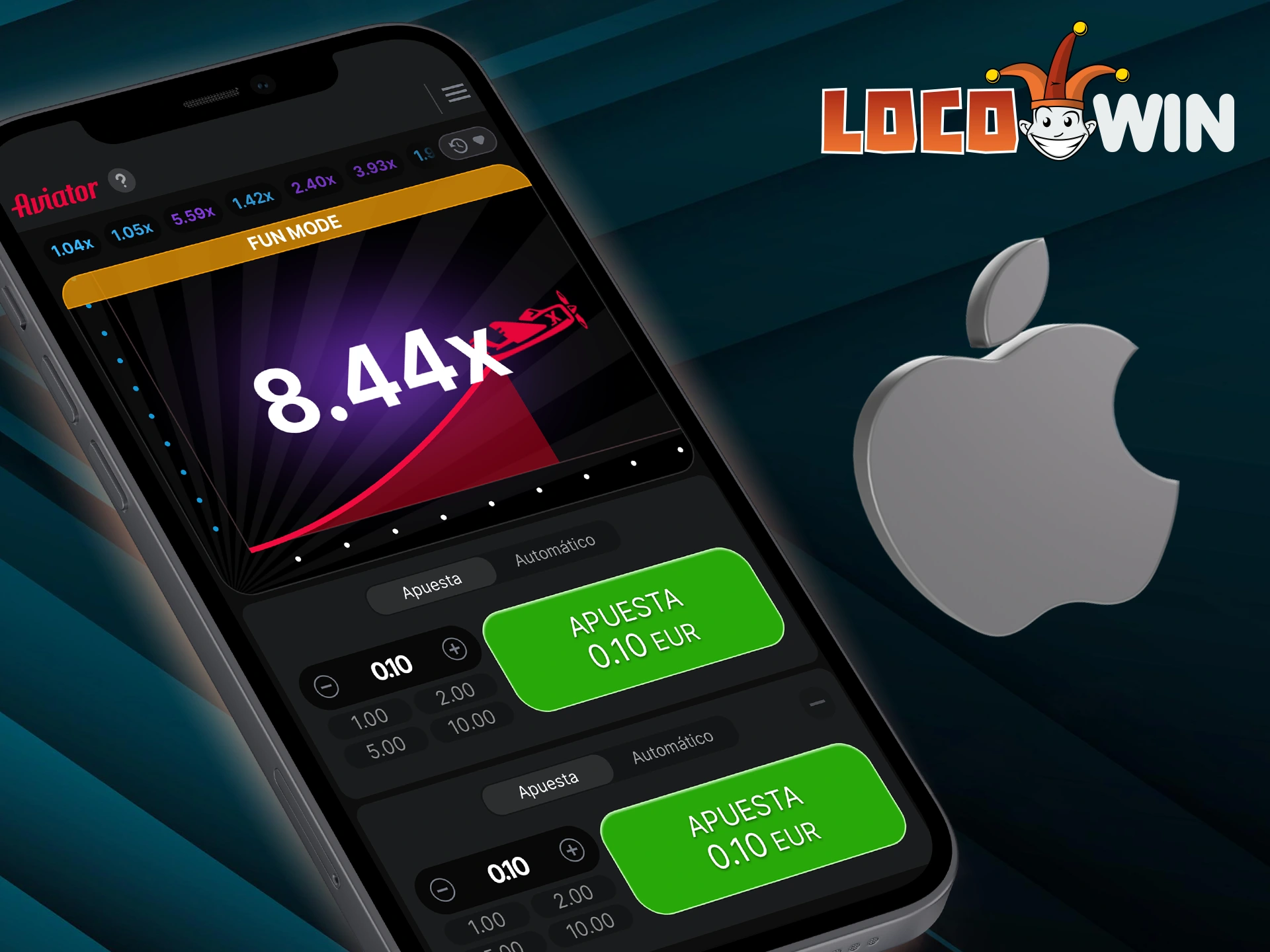 iOS-gebruikers kunnen onderweg genieten van het spel Aviator via de Locowin-app.
