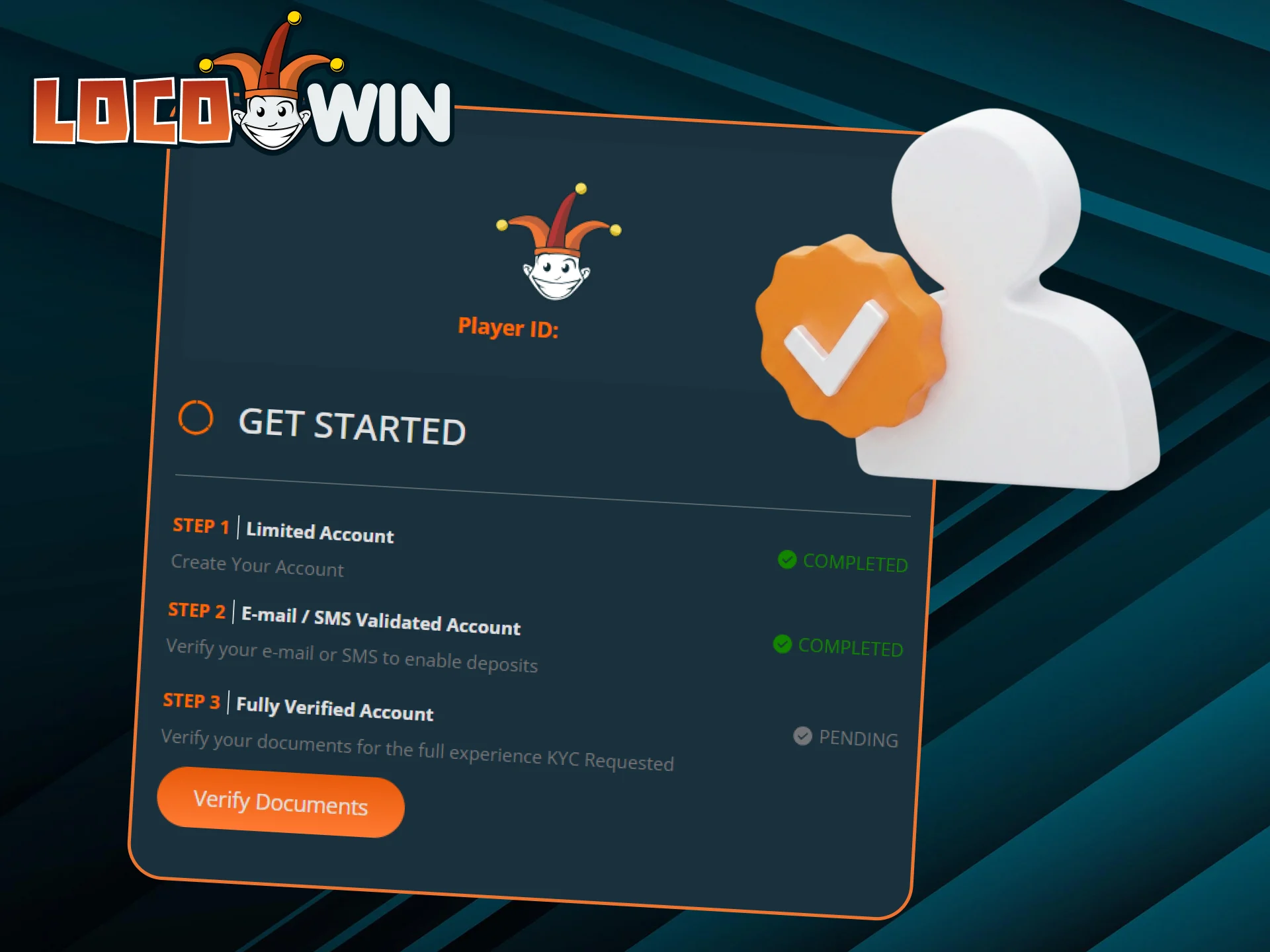Complete the LocoWin account verification process to keep your information secure.