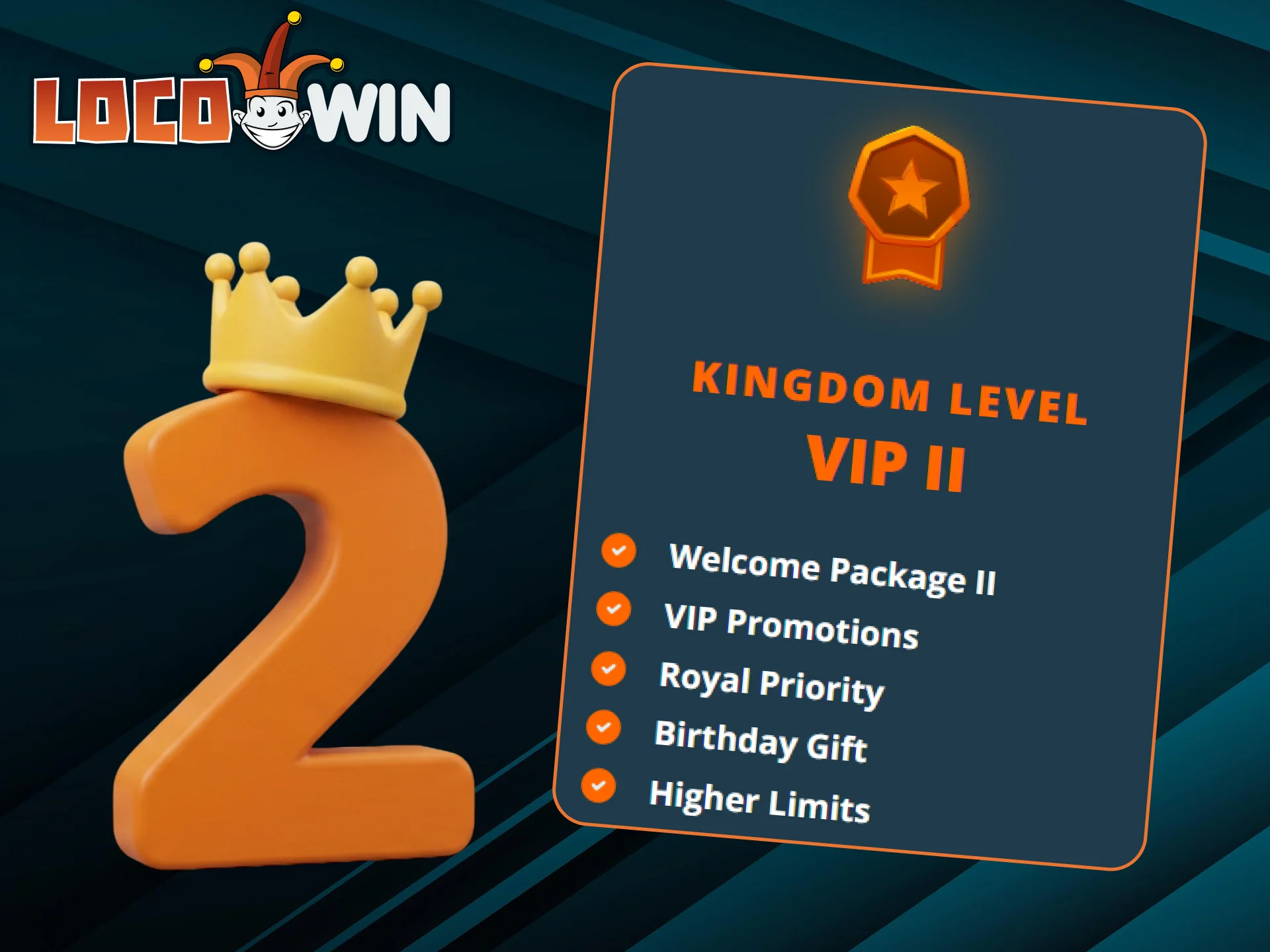 Get a lucrative bonus at the second level of LocoWin's VIP program.